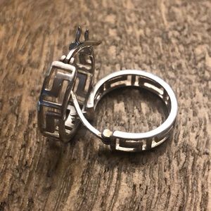 Art Deco inspired silver hoops